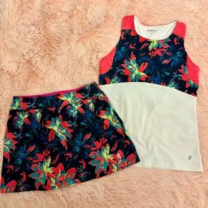 Prince Girls' Fashion Printed Tennis Tank Top and Skort set Youth Size L (14)